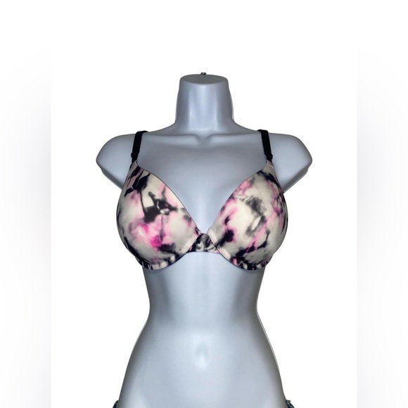 Victoria's Secret PINK white, pink and black tie dye print push up bra - Picture 1 of 6